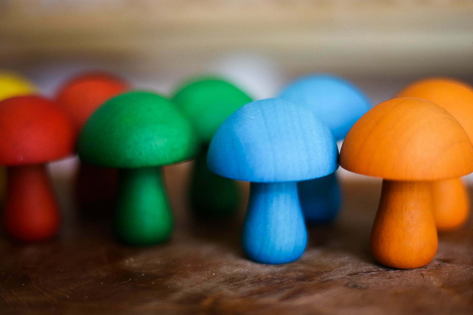 Qtoys Coloured Mini Mushrooms Open Ended Play Set of 10 - Nice Tribe Educational Toys